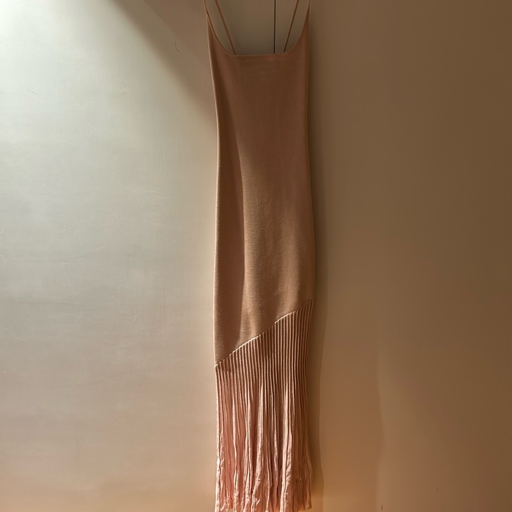 Plush pink cotton stretch tank dress with see through bottom